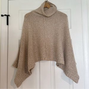 Cozy Beige Turtleneck Poncho